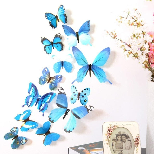 12pcs/lot 3D PVC Wall Stickers Magnet Butterflies DIY Fridge Magnet stickers