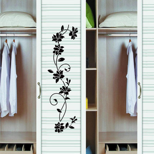 New Personality Creative  Wall Sticker Flower Vine Decals Black Mural Removable