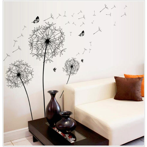 Home Decor New Design Large Black Dandelion Wall Sticker
